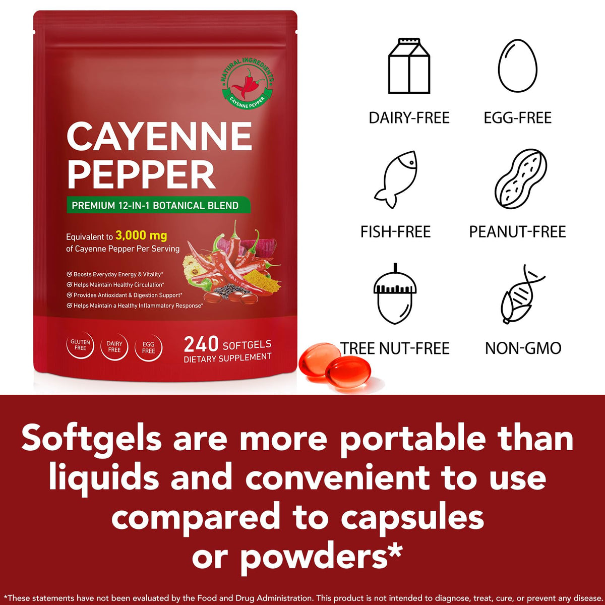 Cacukn cayenne pepper softgels premium wellness supplement product presentation