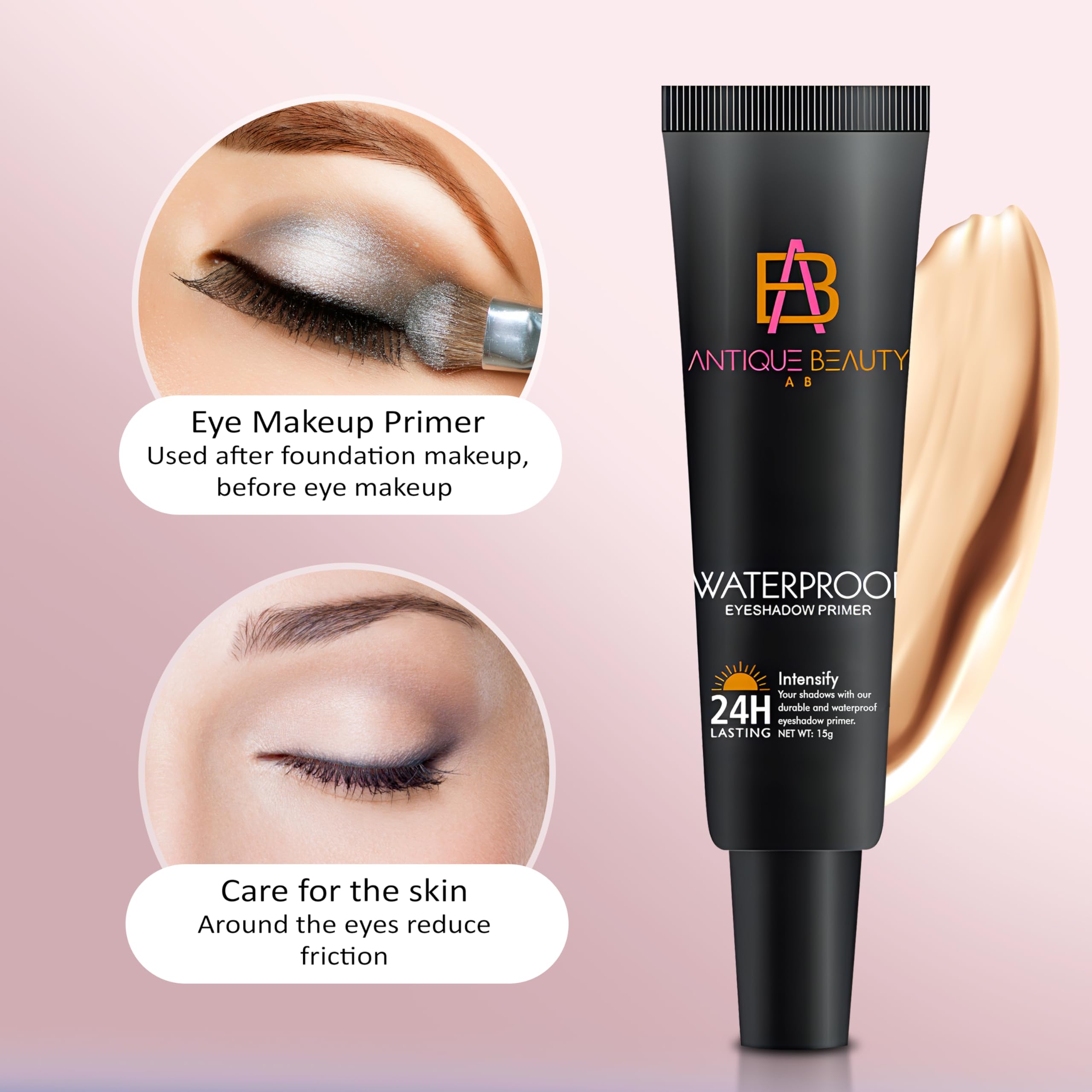 Waterproof eyeshadow primer for oily eyelids before and after comparison