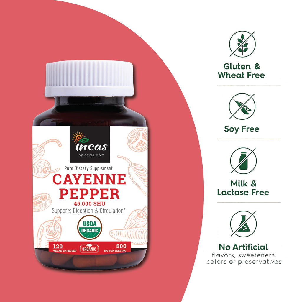 Vegan pullulan capsules of organic red pepper powder for traditional digestion boost.