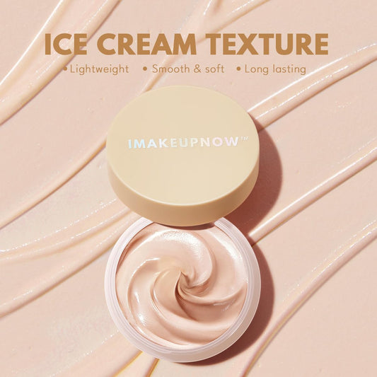Matte waterproof cream eye primer texture swatch showing light medium coverage