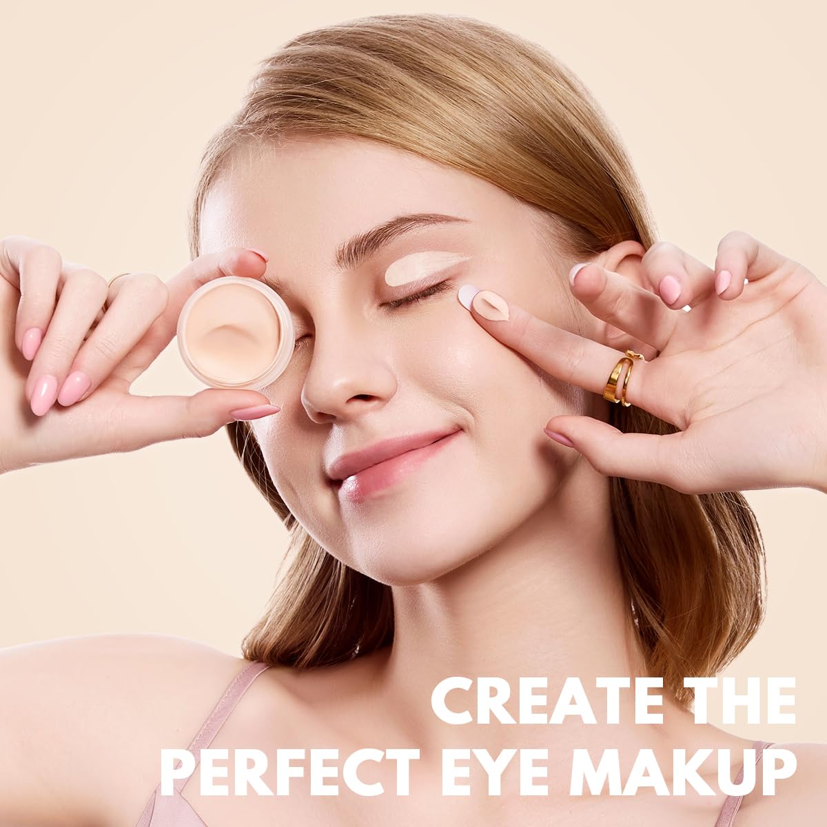 Smudge proof and water resistant eyeshadow base for all skin types open jar view