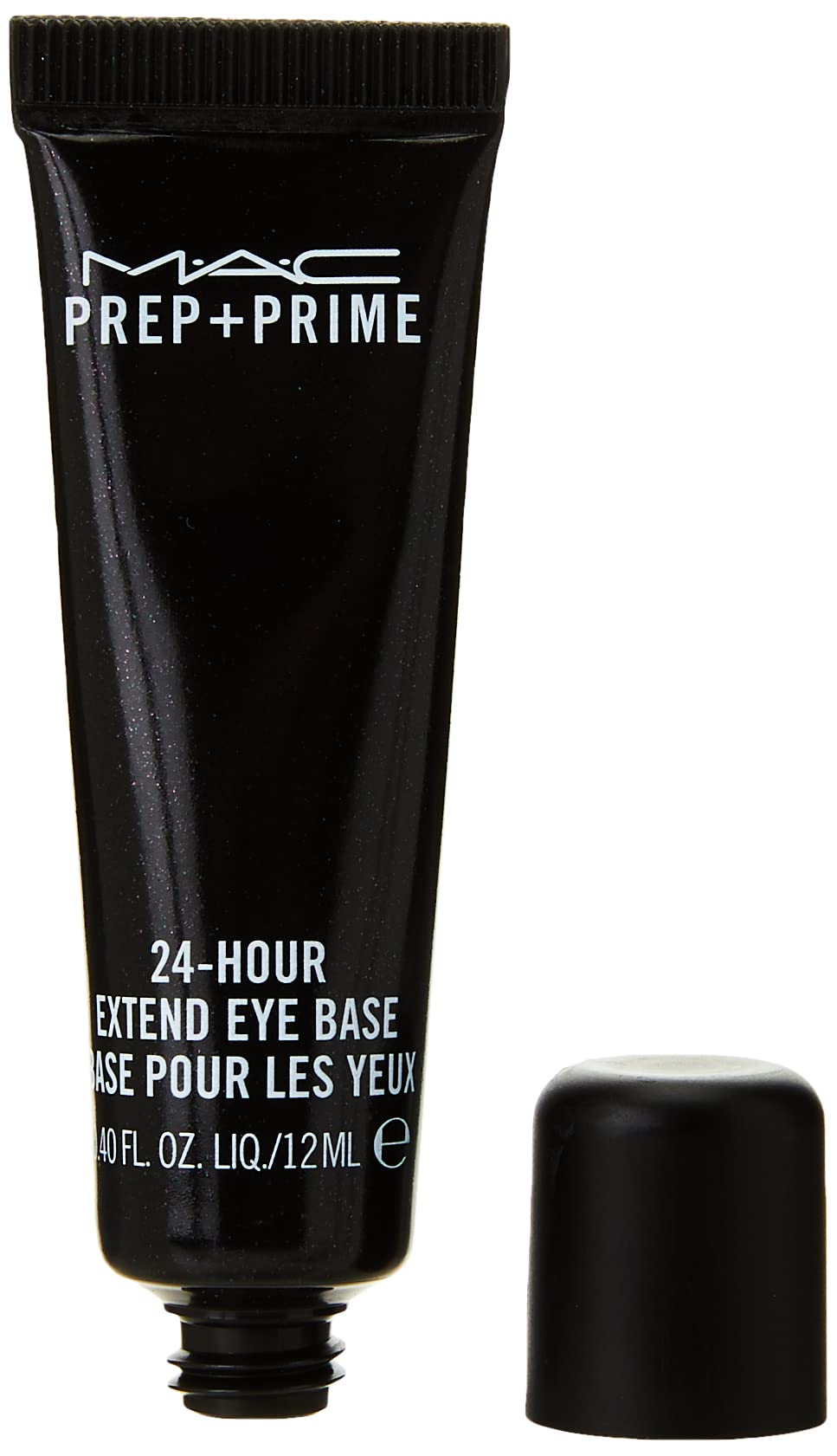 Lightweight crease-proof eyelid primer tube with black and silver signature MAC design