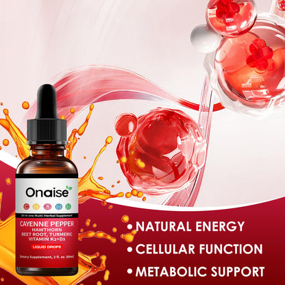 Liquid dropper presentation of ONAISE plant based cayenne supplement for metabolism