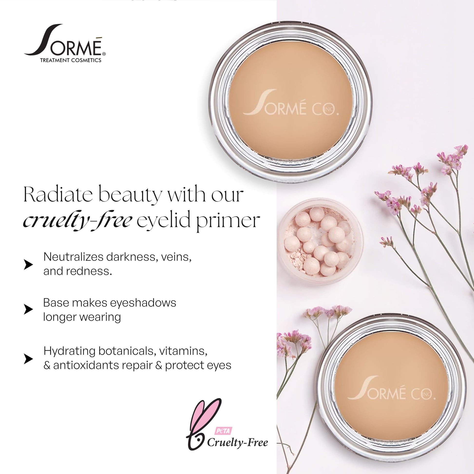 Sorme Cosmetics imported eye makeup primer close up shot displaying product consistency