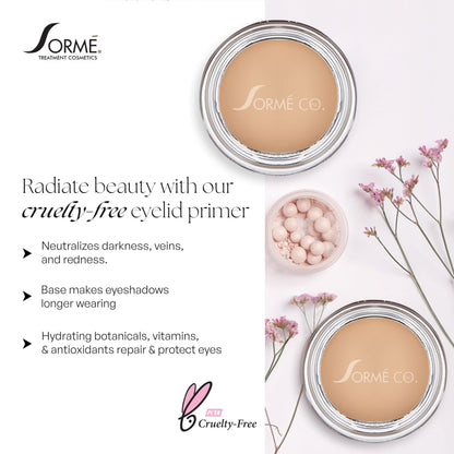 Sorme Cosmetics imported eye makeup primer close up shot displaying product consistency