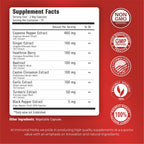 Immortal Herbs capsaicin supplement with garlic and ginger nutrition facts label