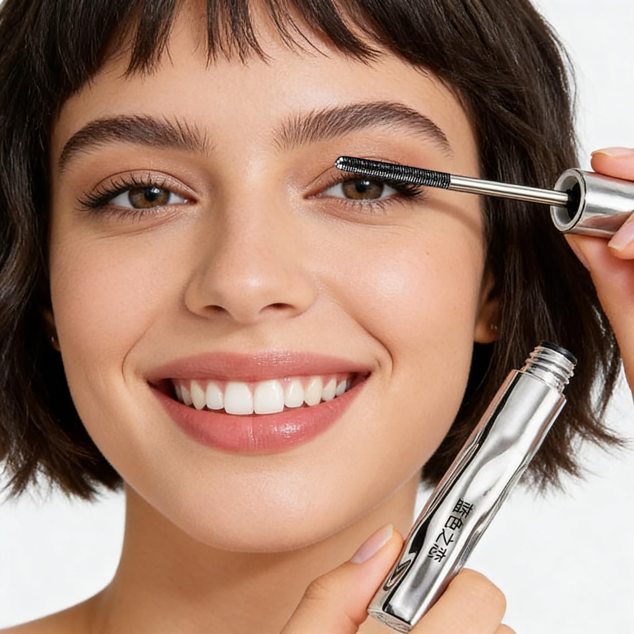 BLUE LOVE steel tube mascara primer showing the precision rotating spiral brush applicator