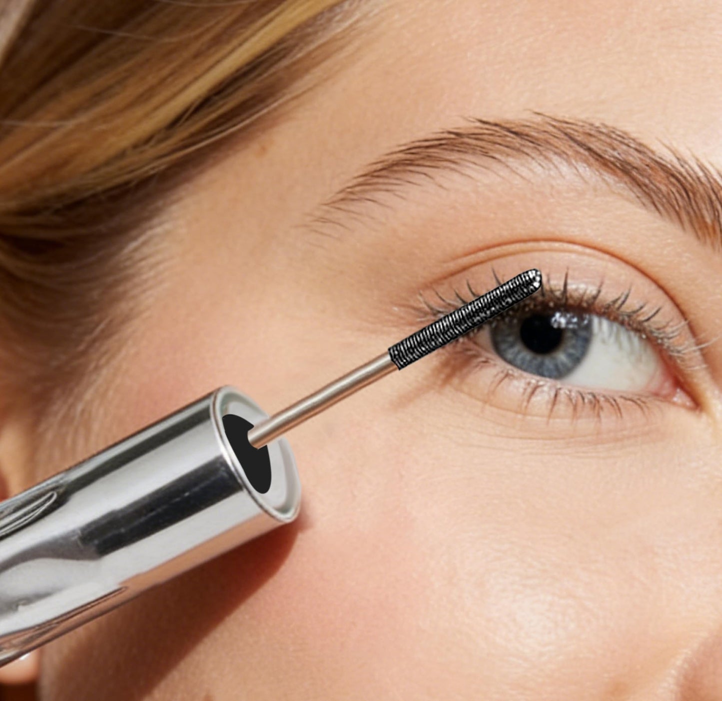 Black fiber-enriched lash primer formula application for smudge-proof all-day curl hold