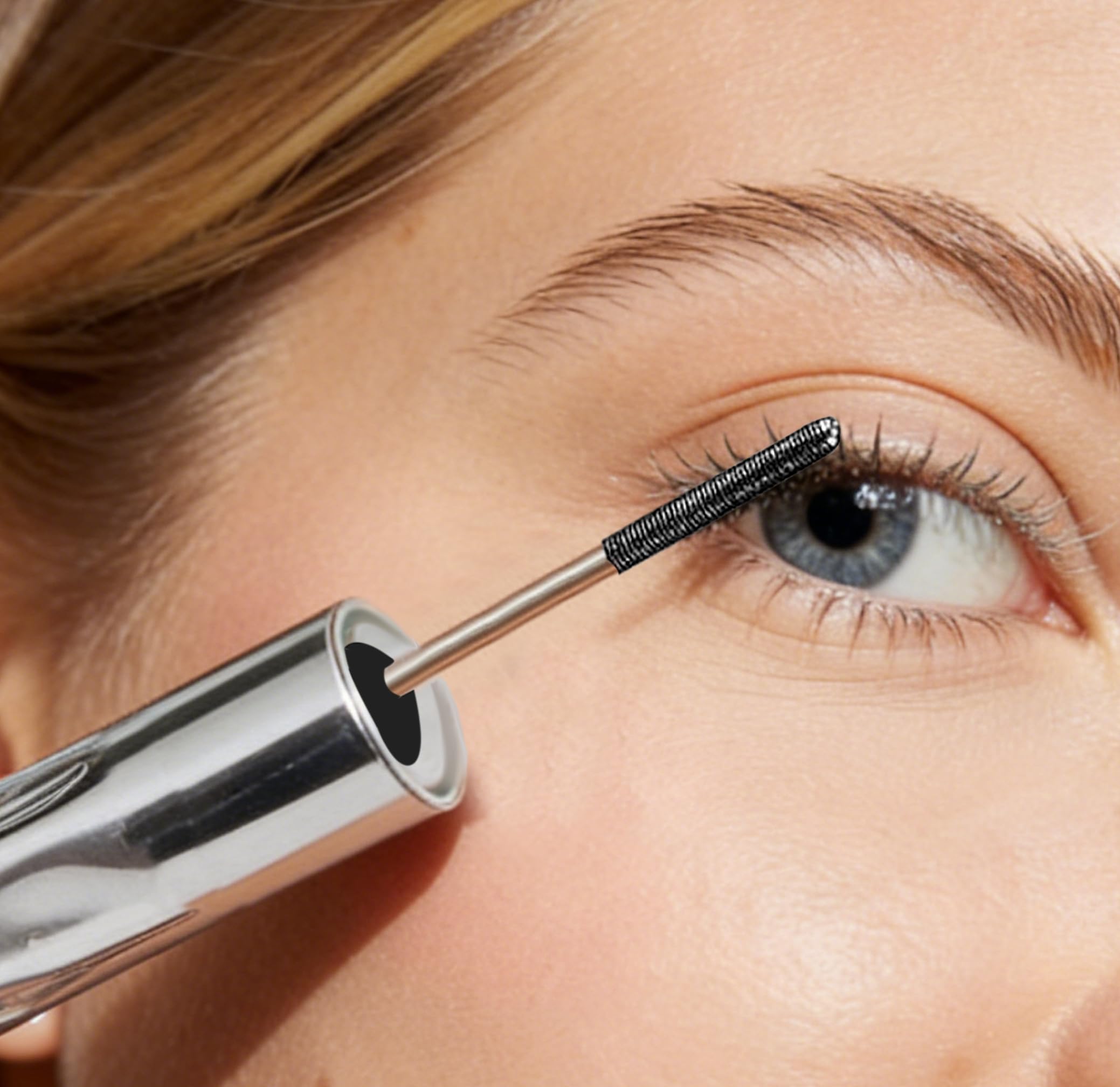 Black fiber-enriched lash primer formula application for smudge-proof all-day curl hold