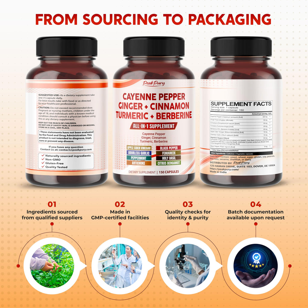 PEAKPURY authentic USA imported health supplement bottle showing five month supply count