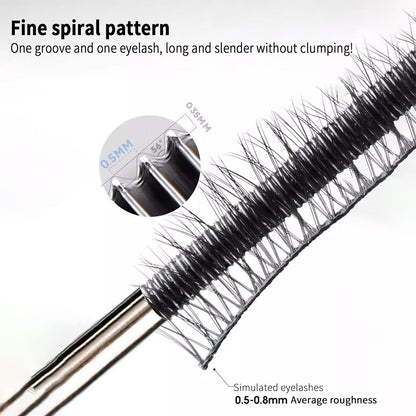 Before and after comparison using black volumizing mascara base for natural lash extension