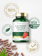 Authentic Carlyle brand cayenne metabolic support supplement bottle top angle