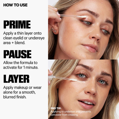 Milk Makeup Hydro Grip Eye Primer tube angled view highlighting the brand logo.