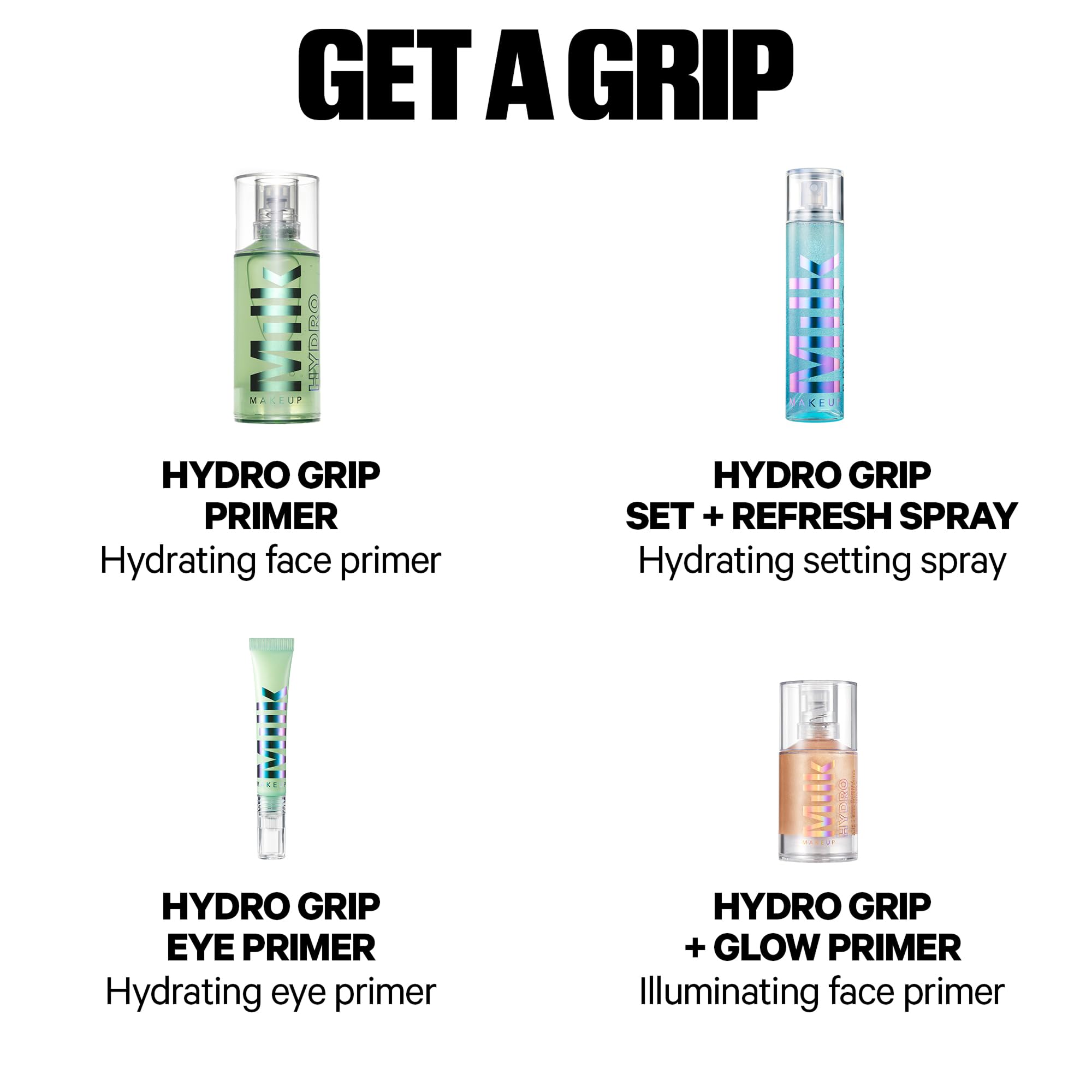 Milk Makeup Hydro Grip Eye Primer swatched on skin to demonstrate the clear finish.