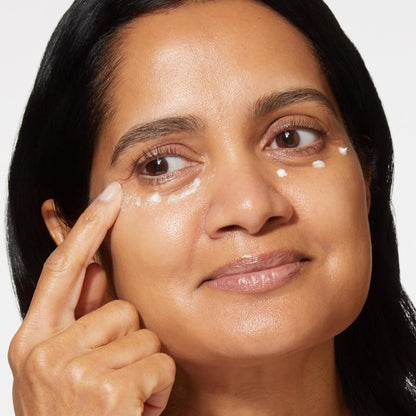 Under eye makeup primer for mature skin close up angle
