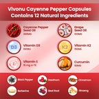 VivoNu Cayenne Pepper 240 softgels supplement packaging for circulation support