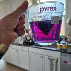 Steepers Only Slumber Party herbal tisane demonstrating the natural blue color-changing properties in a clear glass mug