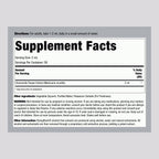 Close-up of the supplement facts and ingredients label on the back of the Piping Rock Chamomile tincture.