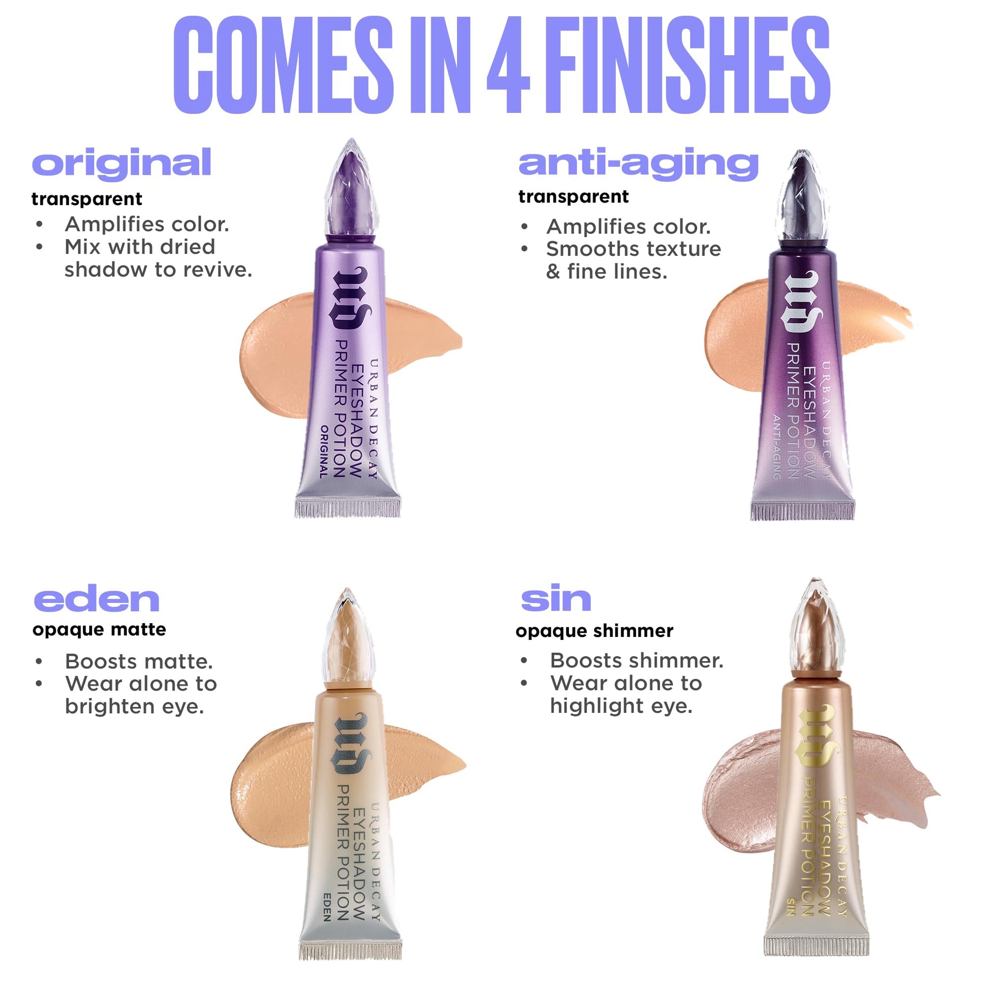 Cruelty free paraben free eyeshadow primer potion tube with wand