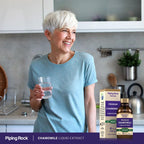 Side angle view of the 4 Fluid Ounce packaging for Piping Rock chamomile herbal supplement.