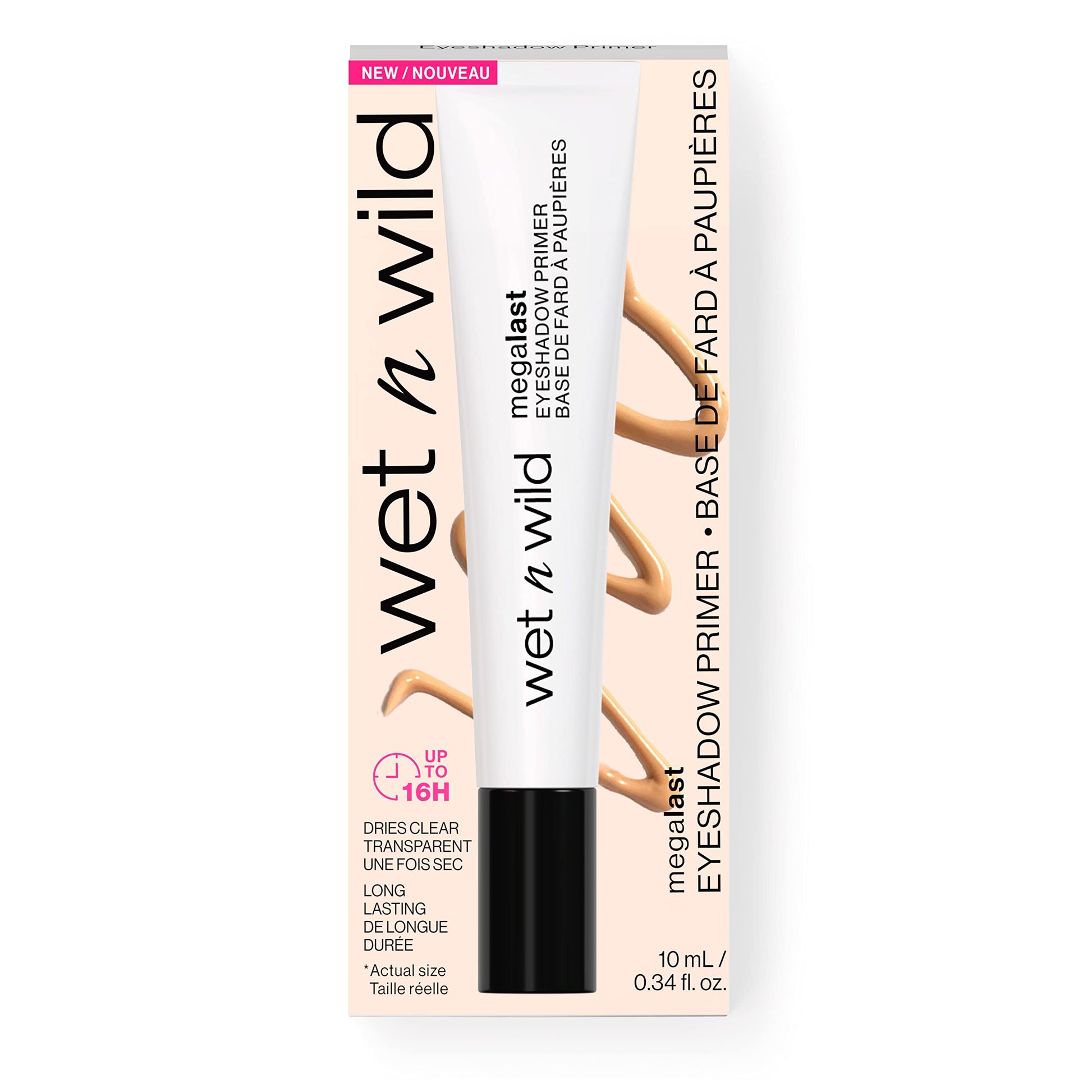 Transparent finish eye primer tube showing compact travel friendly size