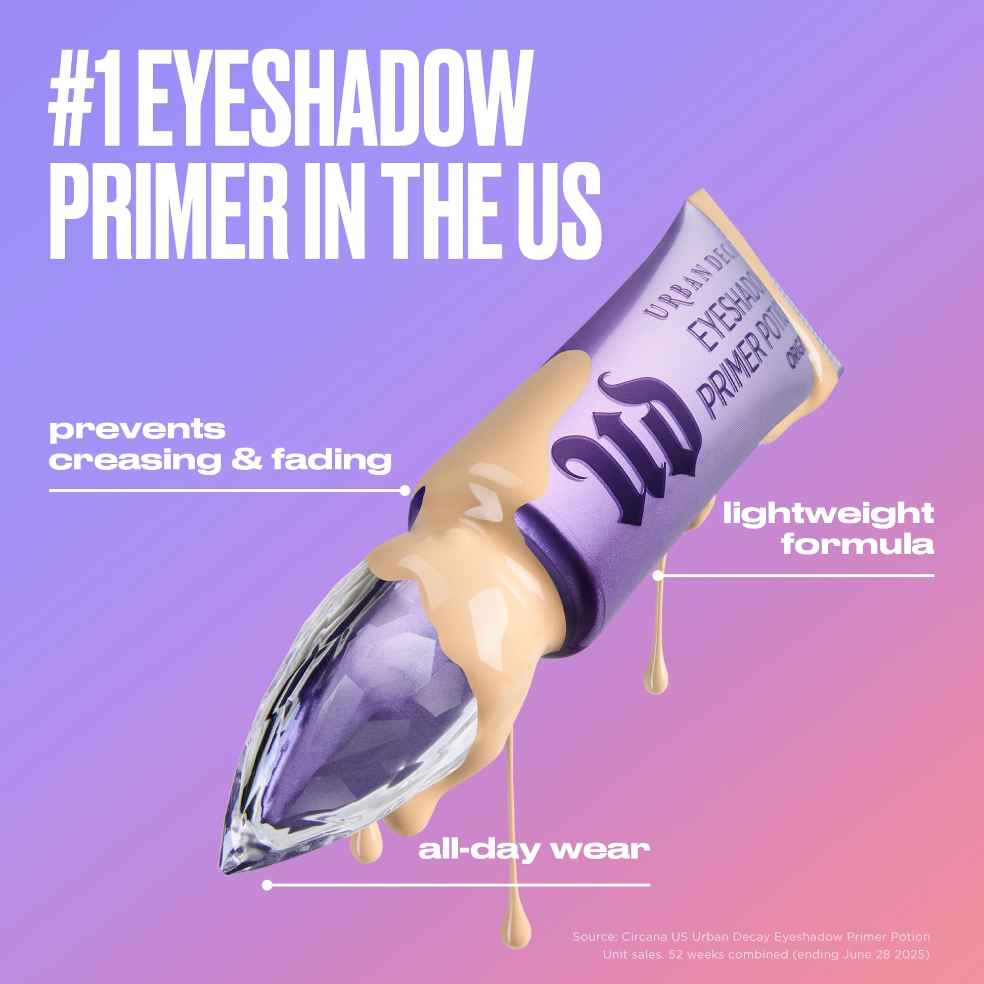 Urban Decay nude eyeshadow primer packaging demonstrating smooth creamy texture for mature skin