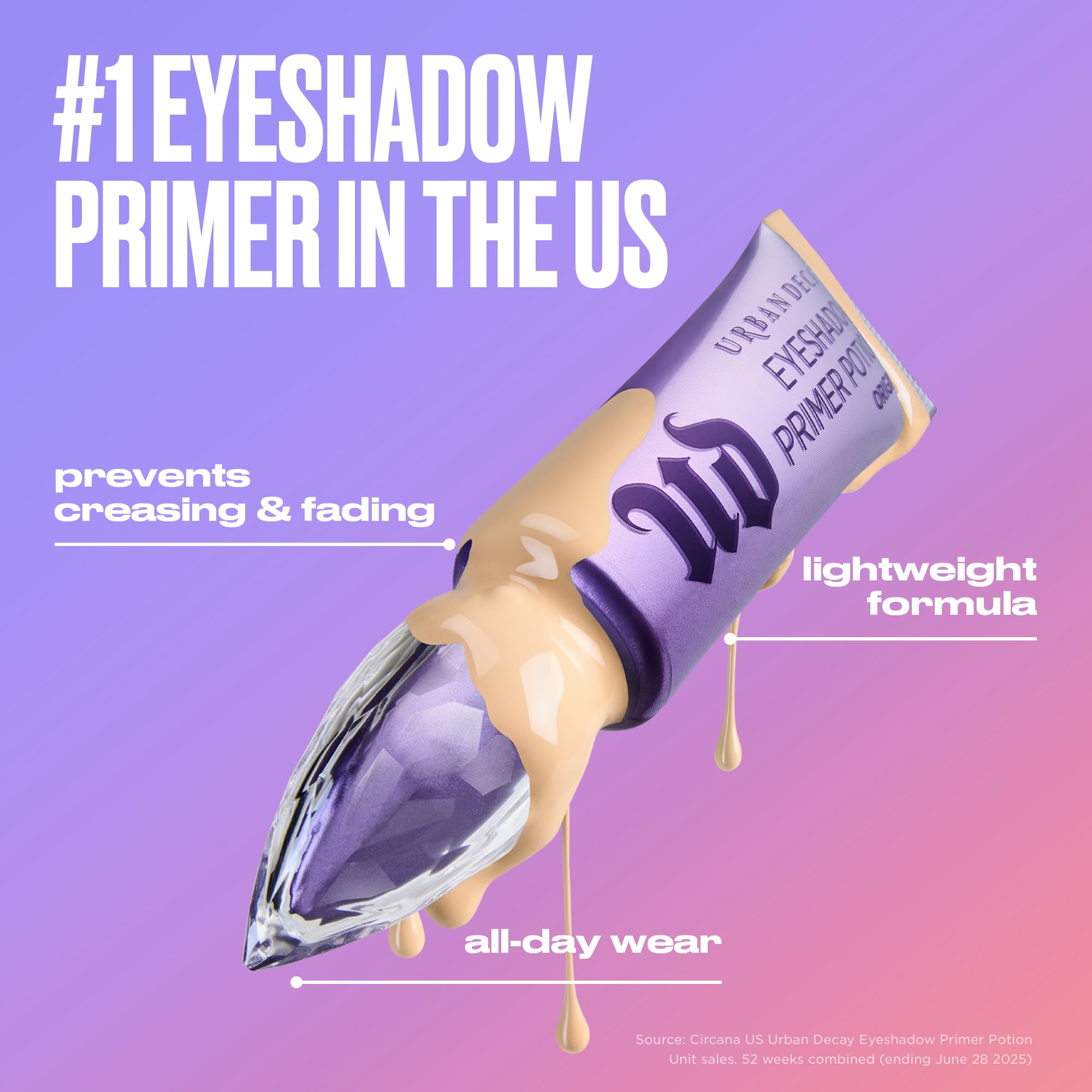 Urban Decay nude eyeshadow primer packaging demonstrating smooth creamy texture for mature skin