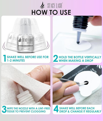 Premium black lash adhesive for sensitive eyes product display