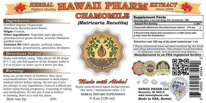 Hawaii Pharm Chamomile herbal supplement crude tincture liquid dropper display