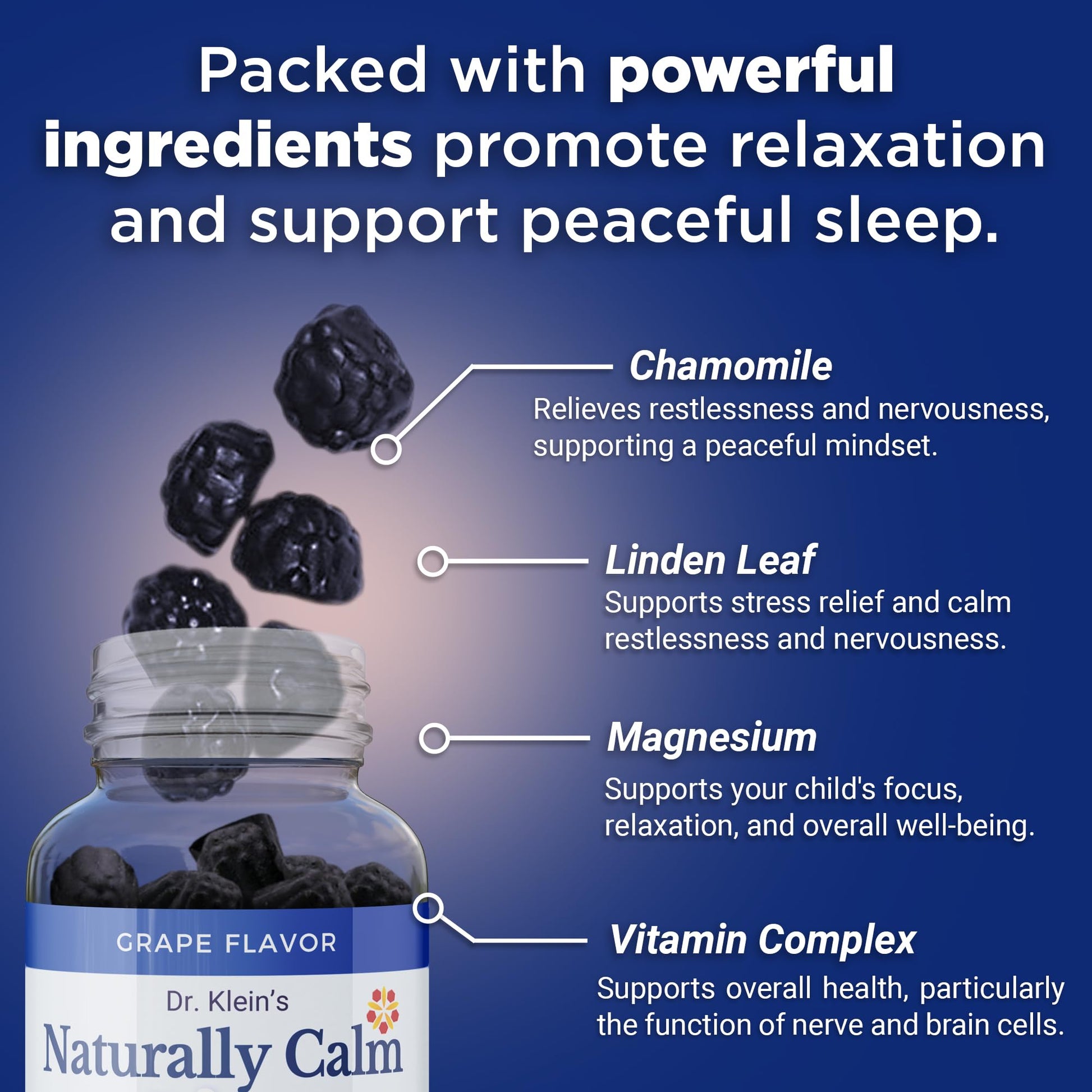 Rhoziva Kids Calm Magnesium supplement bottle displaying children health and relaxation benefits