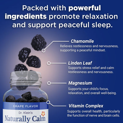 Rhoziva Kids Calm Magnesium supplement bottle displaying children health and relaxation benefits