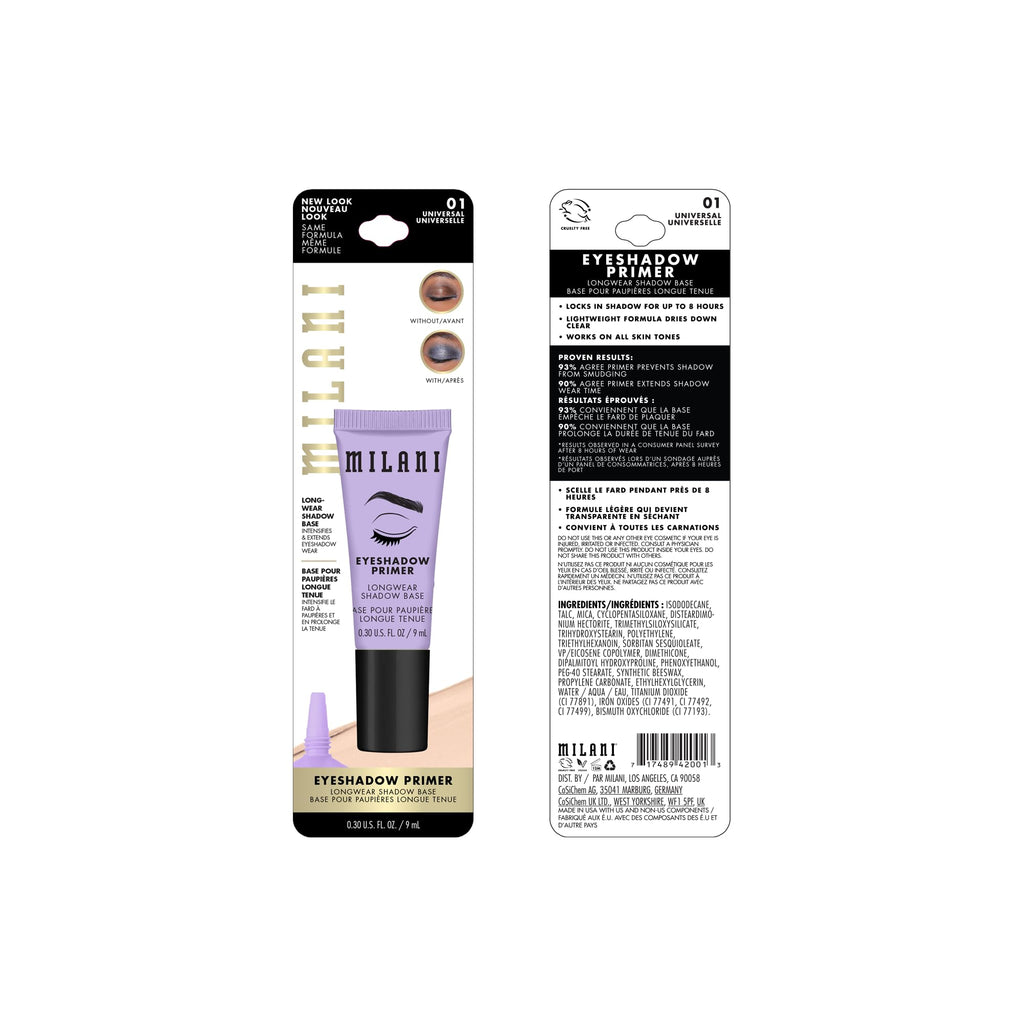 Milani Eyeshadow Primer tube in 0.3 Fluid Ounce size