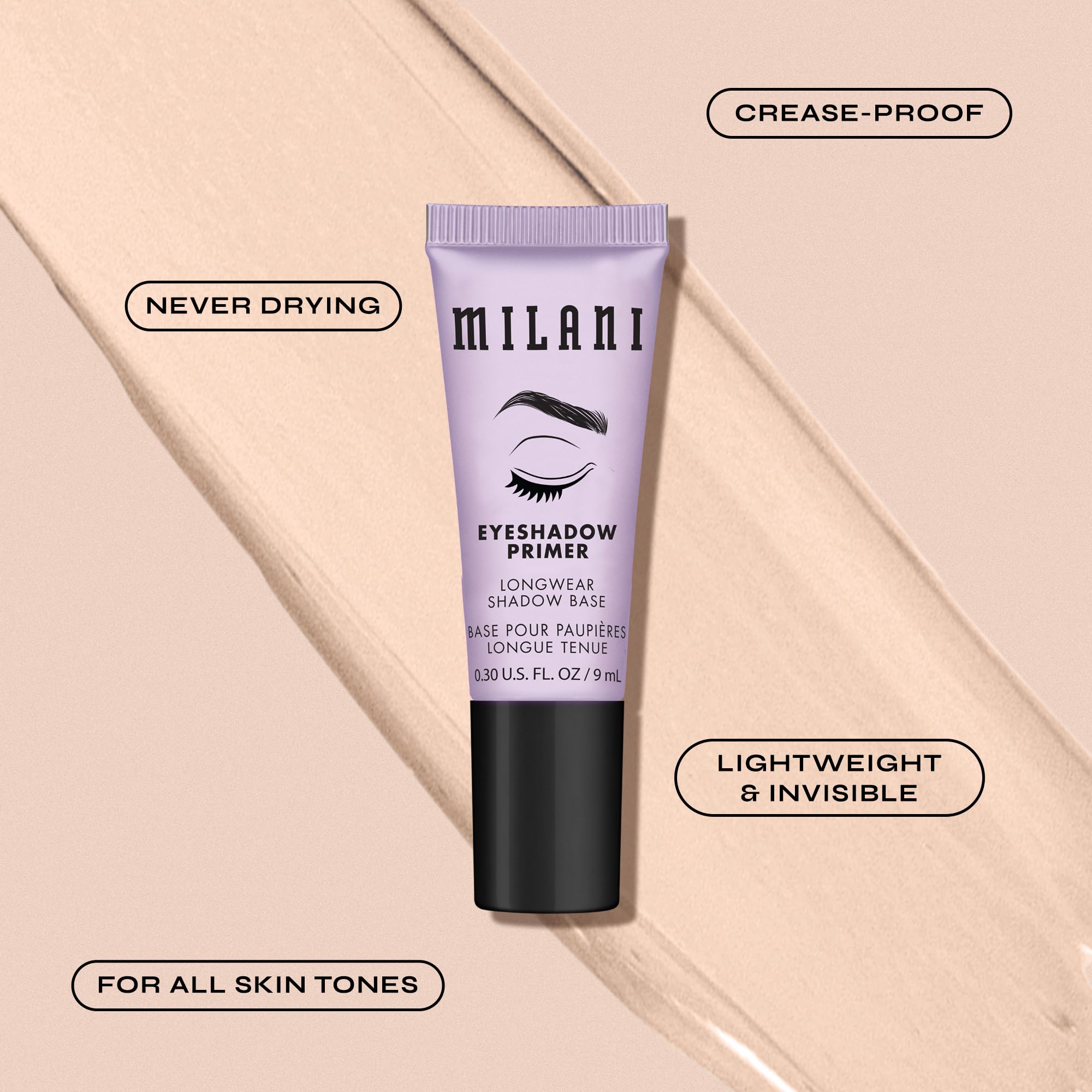 Creamy texture of Milani invisible eyeshadow primer being applied