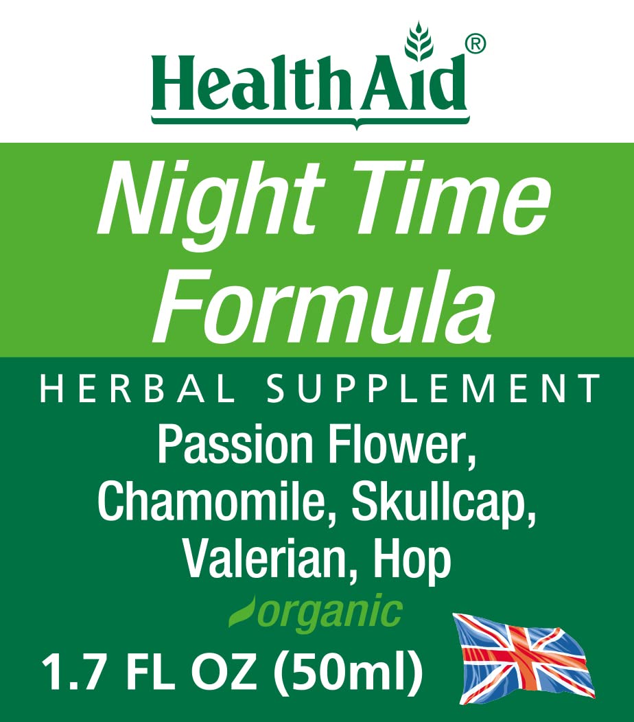 HealthAid Night Time Formula natural sleep supplement ingredient listing view