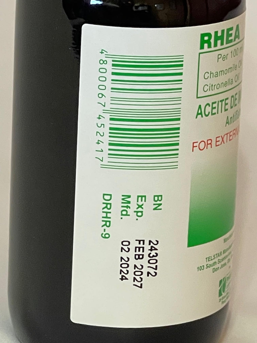 Topical antiflatulent oil by Rhea for infant colic massage application