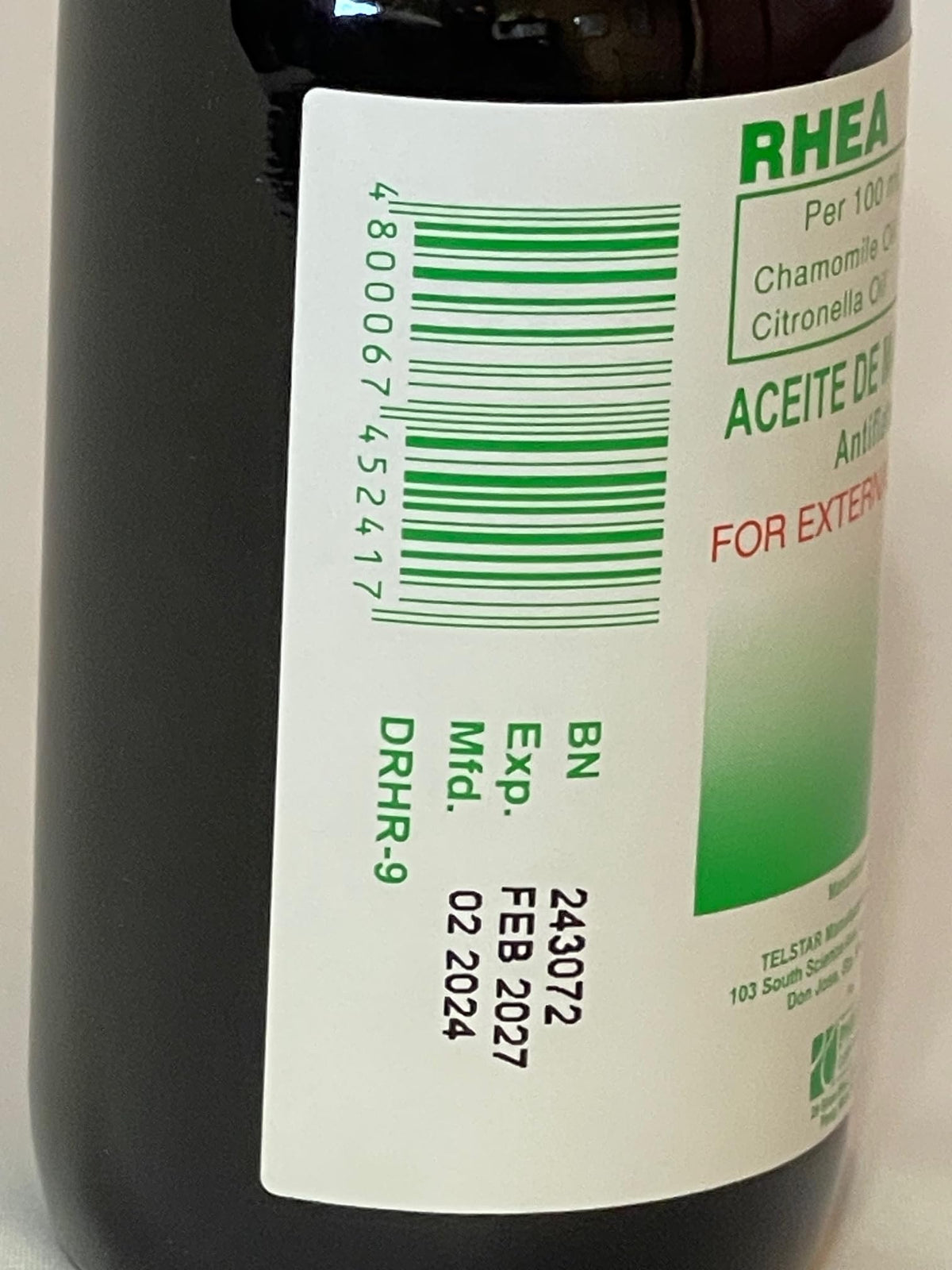 Topical antiflatulent oil by Rhea for infant colic massage application