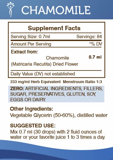Secrets of the Tribe non GMO third party lab tested chamomile tincture for stress relief