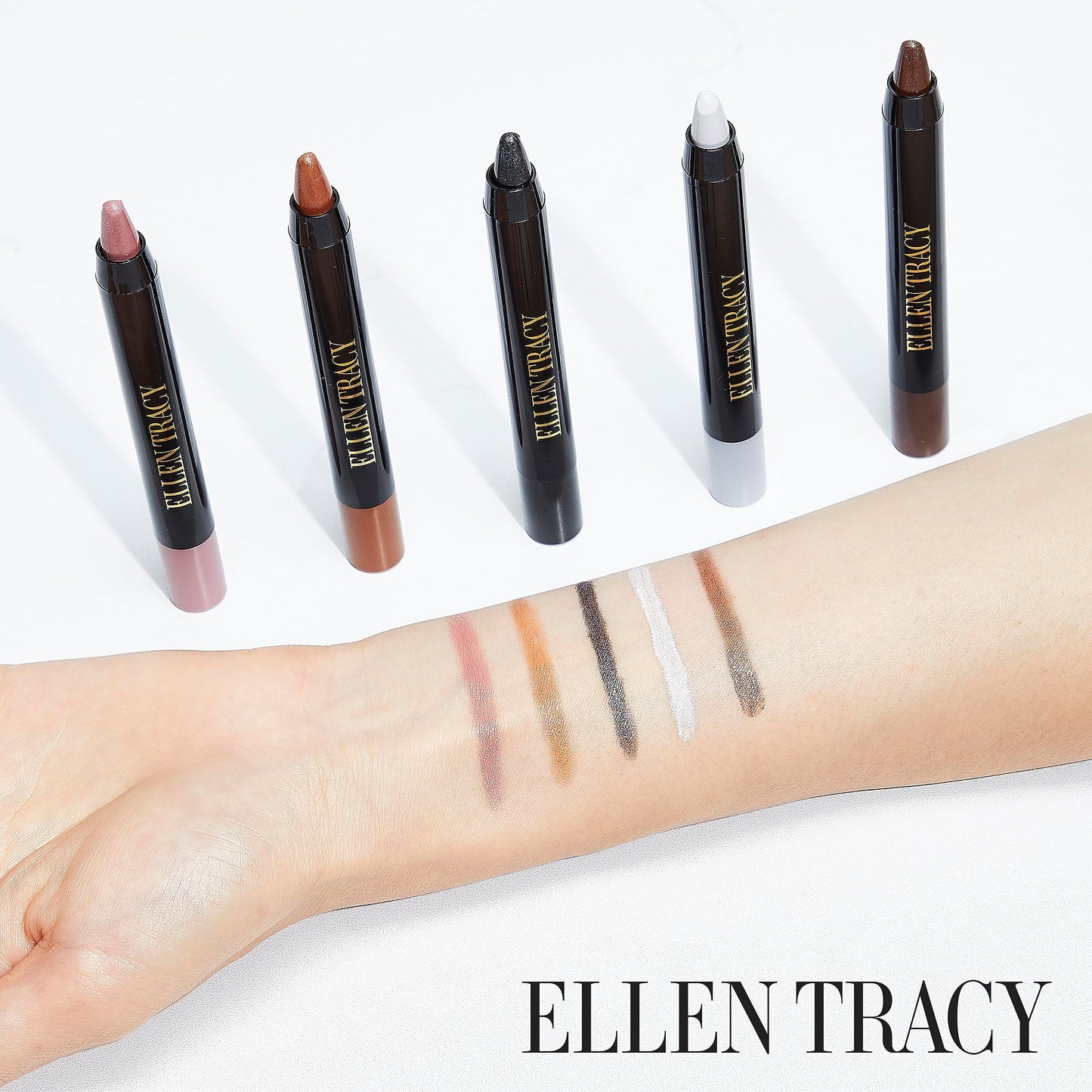 Open packaging of Ellen Tracy 5 piece eyeshadow and liner sticks