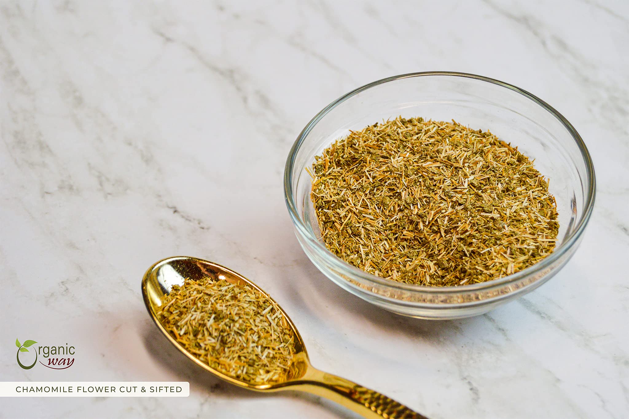 Certified USDA Organic wild harvested chamomile dried flowers for relaxation.
