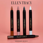 Applying Ellen Tracy liner stick to eyelid for precise definition