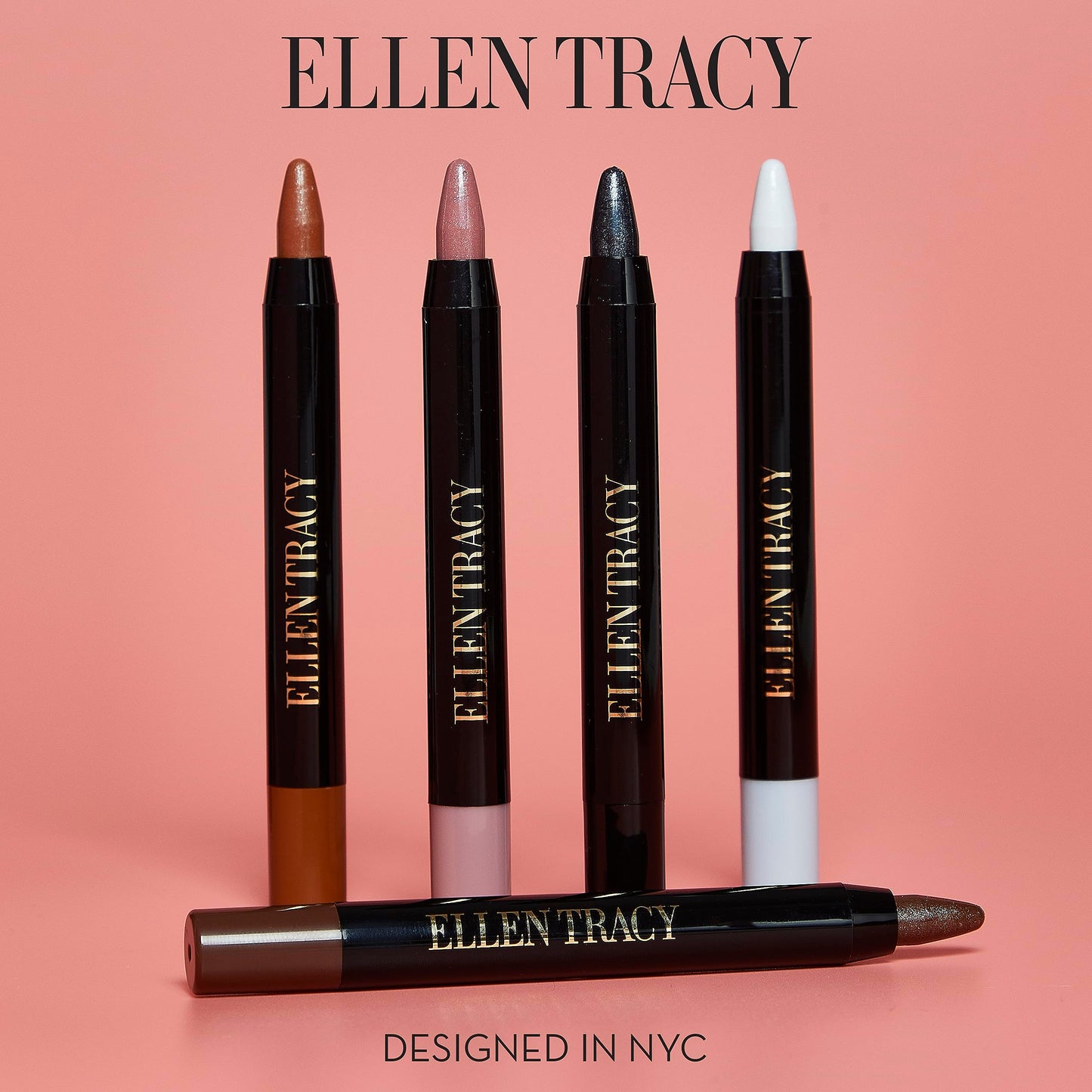 Applying Ellen Tracy liner stick to eyelid for precise definition