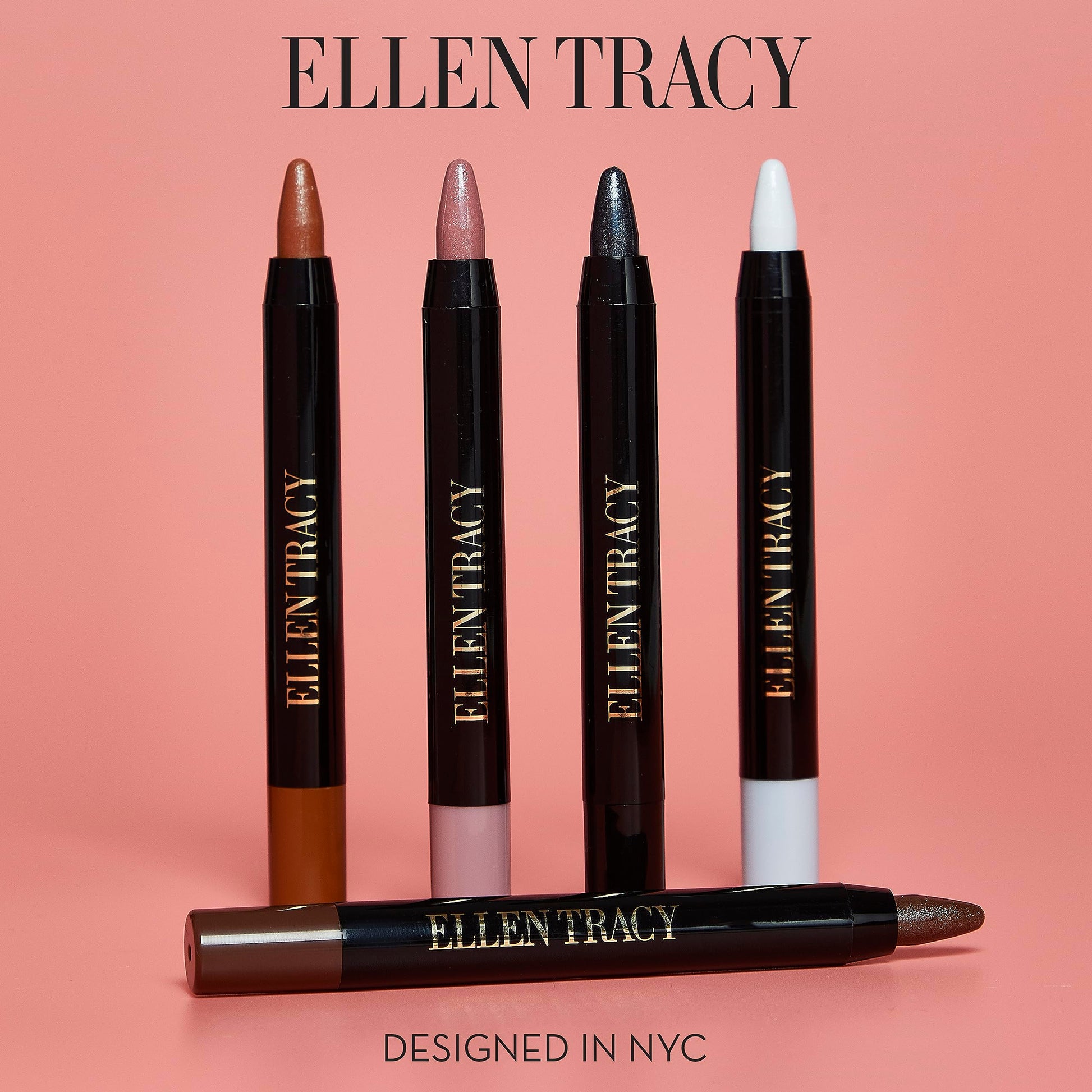 Applying Ellen Tracy liner stick to eyelid for precise definition