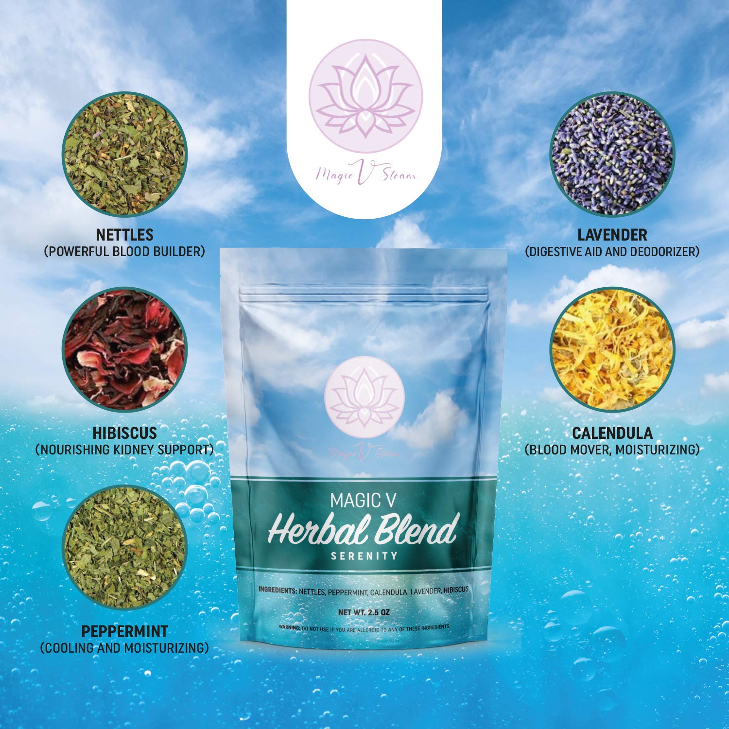 Magic V Steam Serenity vaginal steaming herbal bags close up