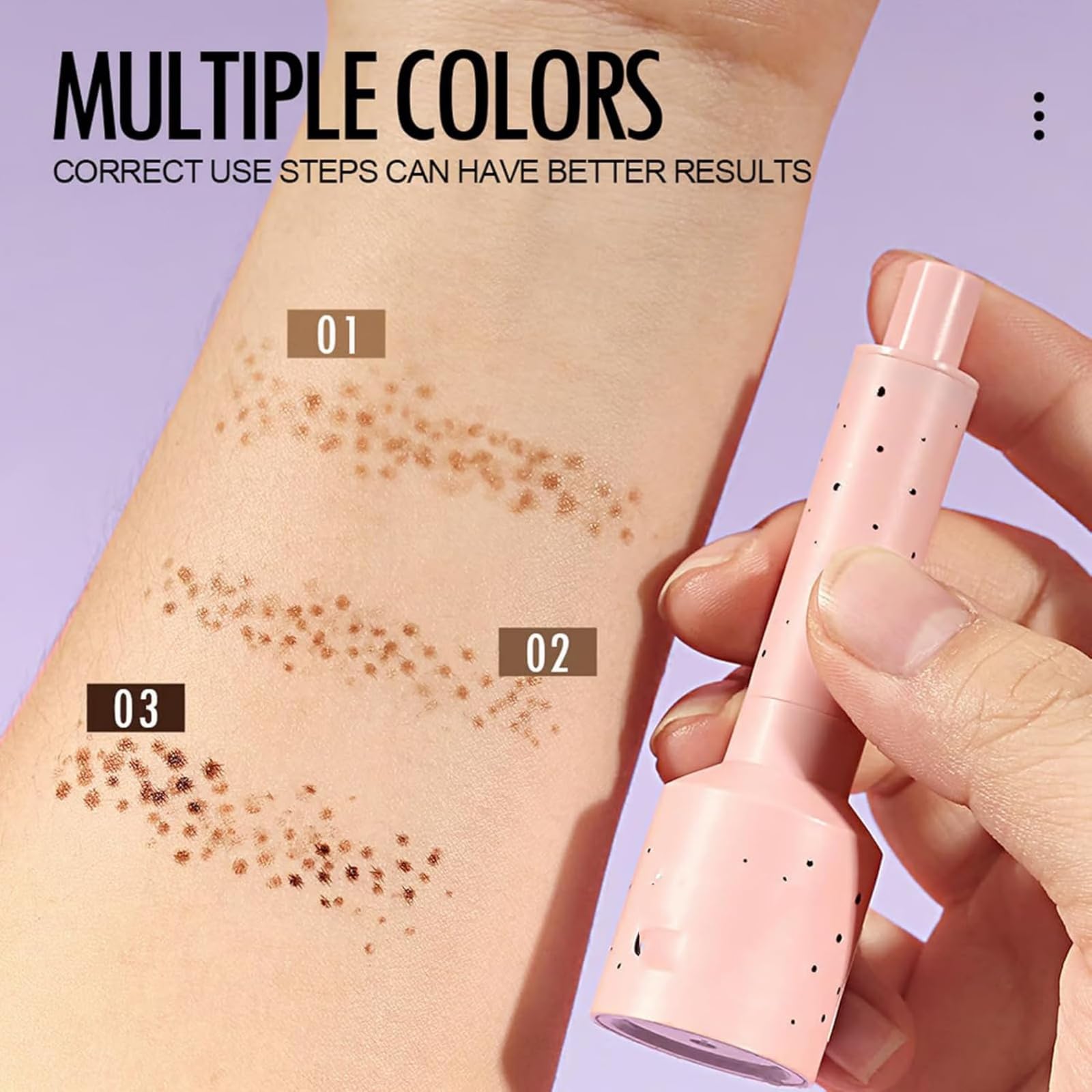 Denerass freckle stamp applicator detail and texture swatch