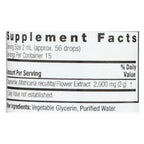 Alcohol free concentrated chamomile drops bottle back label ingredients view