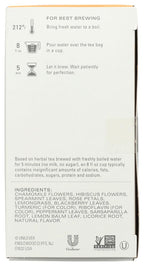 Side panel view of Tazo Calm Chamomile tea showing brewing instructions