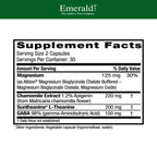 Emerald Labs Cerebral Calm supplement facts panel highlighting GABA and Suntheanine L-Theanine dosages.
