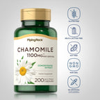 Authentic Piping Rock Chamomile 1100 milligrams non GMO gluten free capsule supplement package.