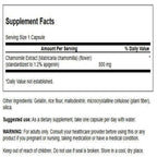 Swanson Chamomile Extract 60 capsules packaging displaying supplement facts and standardized apigenin text.