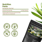 Close up view of the fine concentrated chamomile extract powder texture and color.